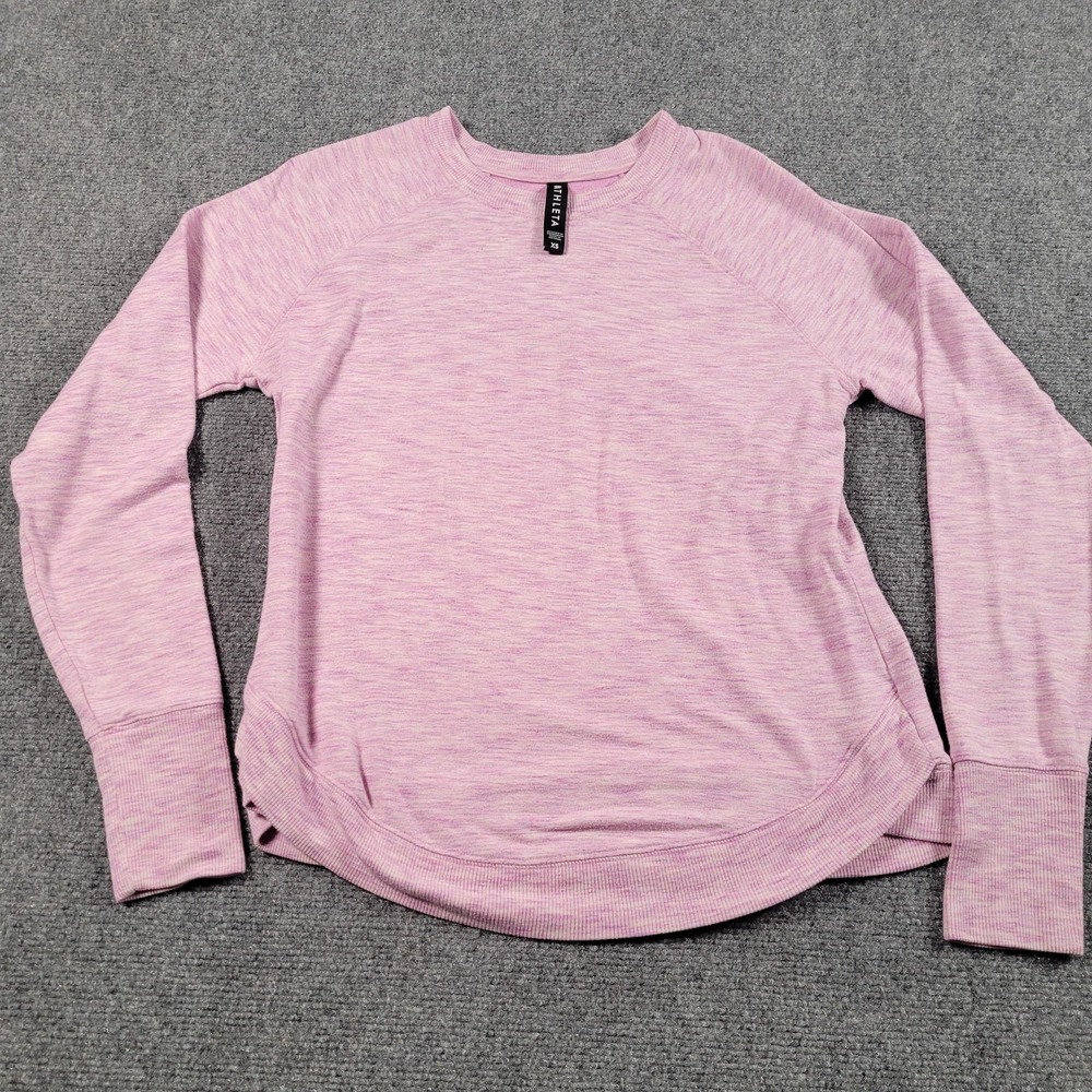 Athleta Sweatshirt Top Women XS Pink Heather Long Sleeve Crewneck Pullover Modal